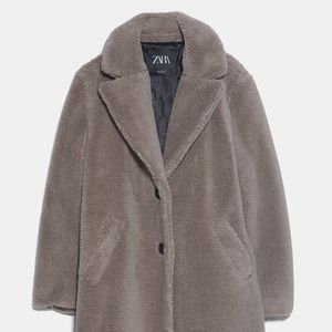 ZARA Grey Cozy Teddy Coat